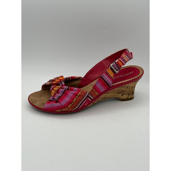 Aerosoles Womens Multicolor Striped Open-Toe Wedge Sandals Size 7W - Picture 5 of 8